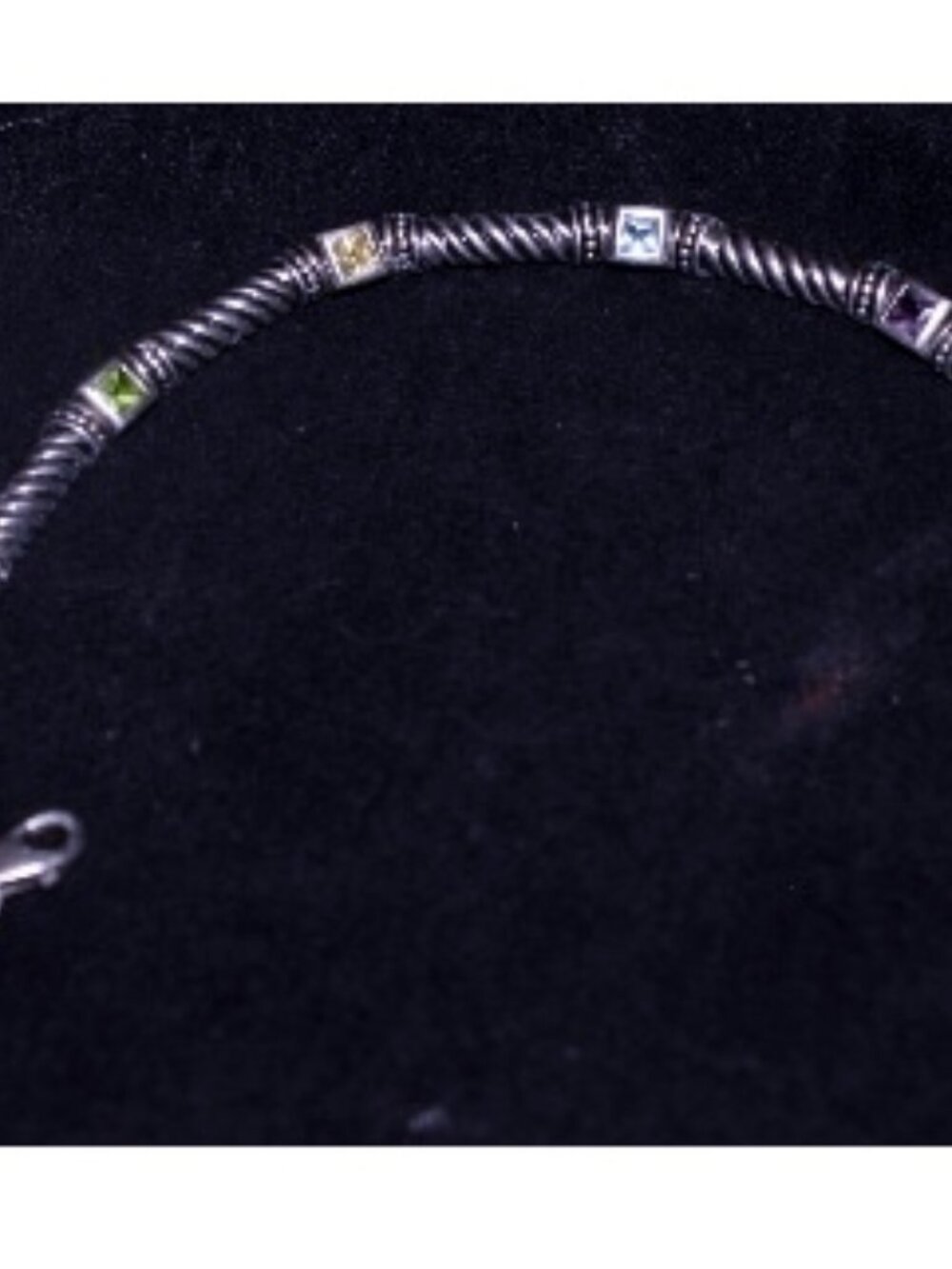 925 Sterling Citrine Topaz Amethyst Peridot Panel Statement Bracelet